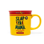 Slap Ya Mama mug designed to resemble the original Slap Ya Mama can, featuring the classic yellow and green logo, displayed on a white background.