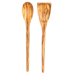 Slap Ya Mama Olive Wooden Spoon and Slap Ya Mama Roux Wooden Spoon, both engraved with the Slap Ya Mama logo near the mouth of the spoon.