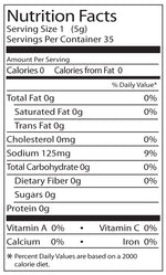 Nutrition Facts panel for Slap Ya Mama Cajun Pepper Sauce, listing serving size, calories, sodium, and other nutritional information.