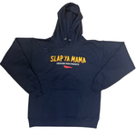 Black hoodie featuring the yellow Slap Ya Mama logo on the front, with white 'Louisiana Food Products' text and a red pepper graphic, displayed on a neutral background.