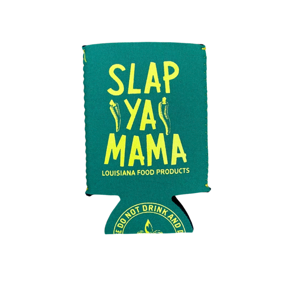 
                  
                    Load image into Gallery viewer, Green Slap Ya Mama koozie with the yellow Slap Ya Mama logo on the front.
                  
                