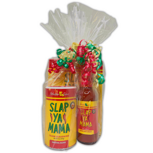 
                  
                    Load image into Gallery viewer, Slap Ya Mama Fish Fry box, 5oz bottle of Slap Ya Mama Cajun Hot Sauce, and 8oz canister of Slap Ya Mama Original Blend Seasoning, all wrapped in clear plastic packaging
                  
                